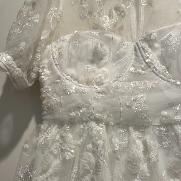 Ivory Blossom Sequin Tiered Maxi Dress  (Self-Portrait) - Picture 11 of 16